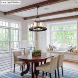 Traditional Black Glass Chandelier - 6 Cylinder Heads Frosted White Suspension Pendant Lamp With