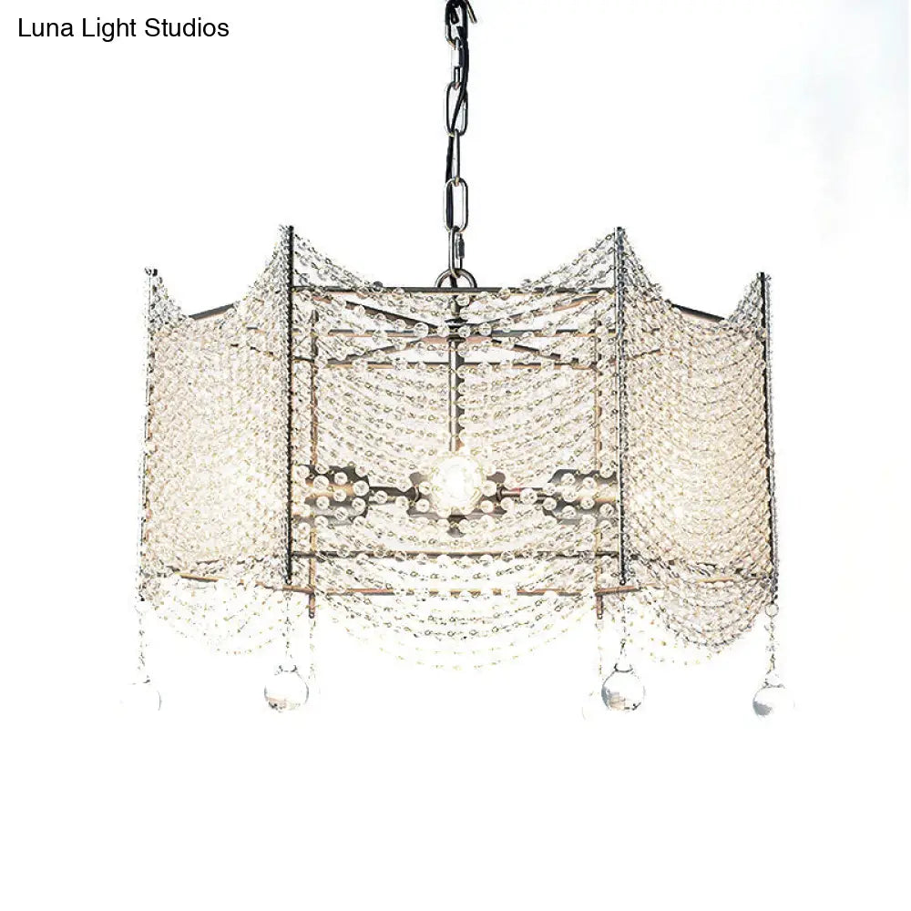 Traditional Brass Crystal Chandelier - Beaded Pendant Lighting Fixture For Dining Room (4/6 Lights)