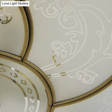 Traditional Brass Floral Flush Mount Lamp For Bedroom With Frosted Glass