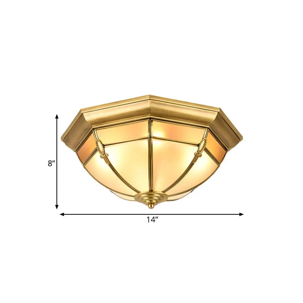 Traditional Brass Metal Dome Flush Mount Lamp - 3/4/6 Lights Ceiling Lighting For Living Room