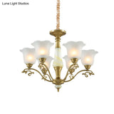 Traditional Brass Scalloped Chandelier - Frosted Glass Pendant Light Fixture (3/6/8 Lights) For