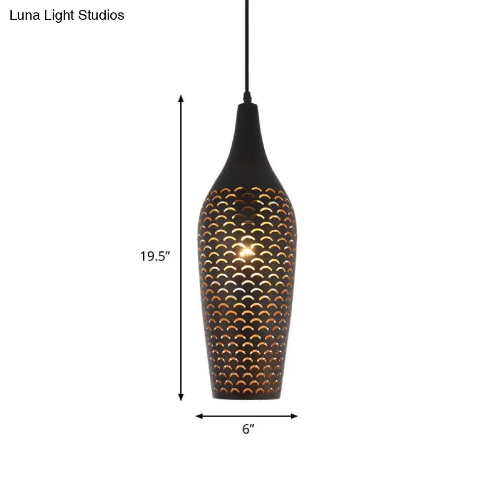 Traditional Bronze Ceiling Pendant Light For Dining Room - 1 Head Metal Jar Lamp