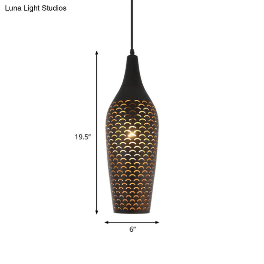 Traditional Bronze Ceiling Pendant Light For Dining Room - 1 Head Metal Jar Lamp