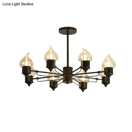Traditional Clear Glass Chandelier With 3/6/8 Lights - Black Pendant Lighting For Living Room