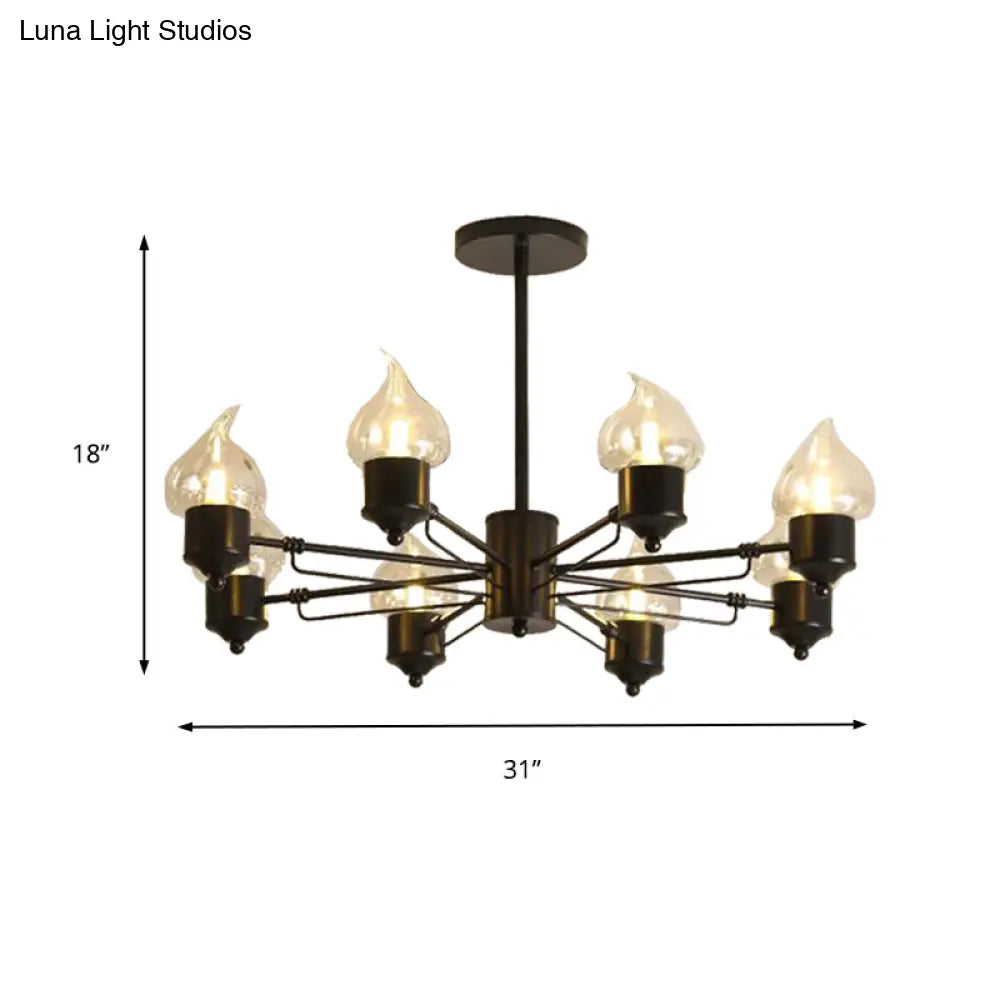 Traditional Clear Glass Chandelier With 3/6/8 Lights - Black Pendant Lighting For Living Room