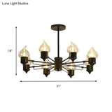 Traditional Clear Glass Chandelier With 3/6/8 Lights - Black Pendant Lighting For Living Room