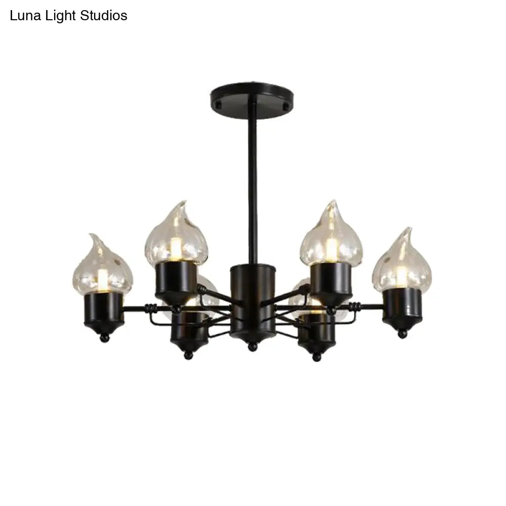 Traditional Clear Glass Chandelier With 3/6/8 Lights - Black Pendant Lighting For Living Room
