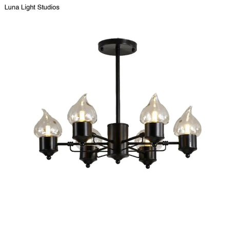 Traditional Clear Glass Chandelier With 3/6/8 Lights - Black Pendant Lighting For Living Room
