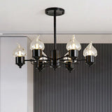 Traditional Clear Glass Chandelier With 3/6/8 Lights - Black Pendant Lighting For Living Room 6 /