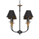 Traditional Cone Shape Chandelier 3/4/6-Head Fabric Hanging Pendant In Black/Chrome With Swooping