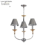 Traditional Cone Shape Chandelier 3/4/6-Head Fabric Hanging Pendant In Black/Chrome With Swooping
