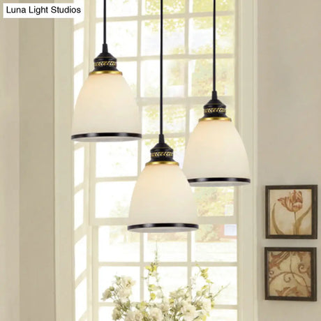 Traditional Cream Glass Bell Shade Multi Ceiling Light For Living Room