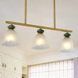 Traditional Cream Glass Island Light With Gold Suspension - 3 Lights