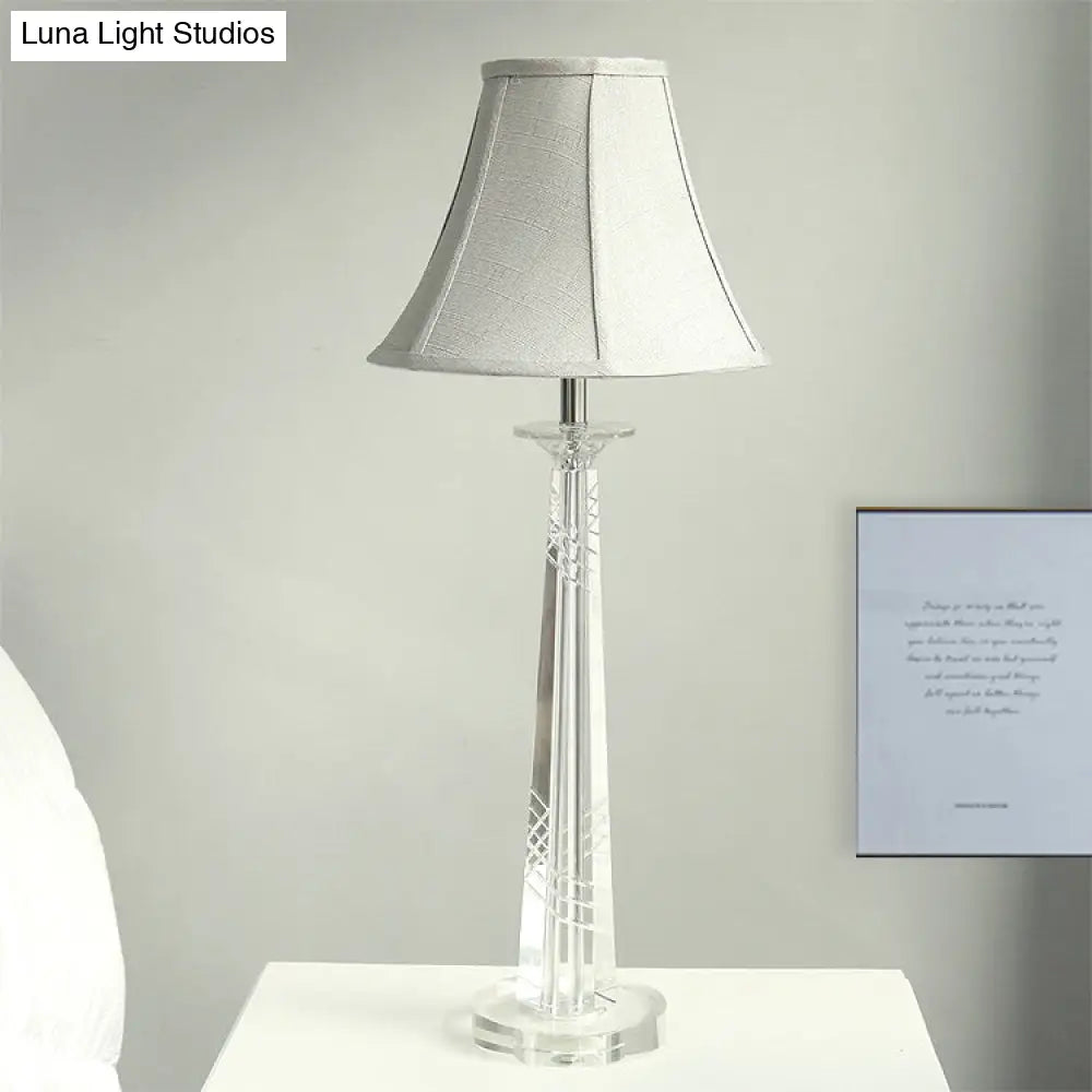 Traditional Crystal Bell Night Light In Gray Living Room Table Lamp