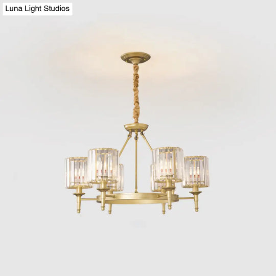 Traditional Crystal Cylinder Chandelier - Elegant Suspension Pendant Light For Living Room