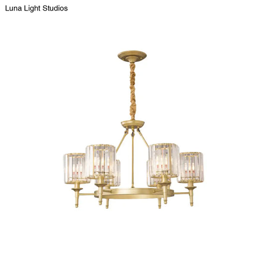 Traditional Crystal Cylinder Chandelier - Elegant Suspension Pendant Light For Living Room