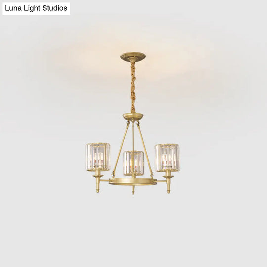 Traditional Crystal Cylinder Chandelier - Elegant Suspension Pendant Light For Living Room