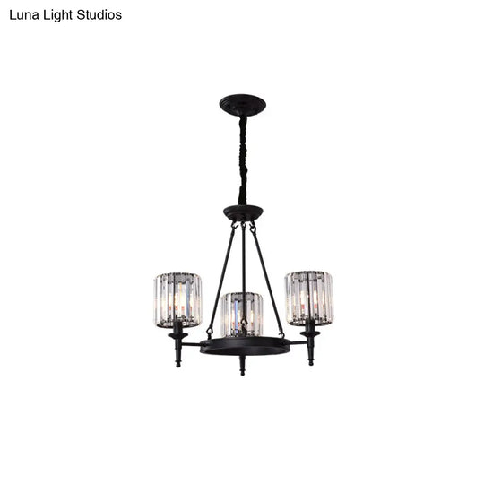 Traditional Crystal Cylinder Chandelier - Elegant Suspension Pendant Light For Living Room