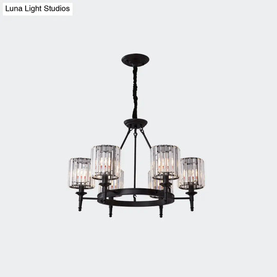Traditional Crystal Cylinder Chandelier - Elegant Suspension Pendant Light For Living Room