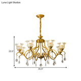 Traditional Crystal Glass Chandelier With Gold Finish - 3/6/8 Lights Floral Shade Elegant