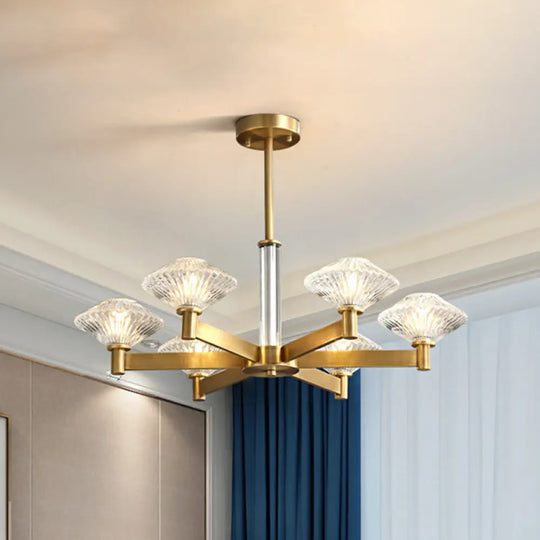 Traditional Crystal Pendant Chandelier With Radial Suspension Lighting - Gold (4/6 Bulbs) 6 /