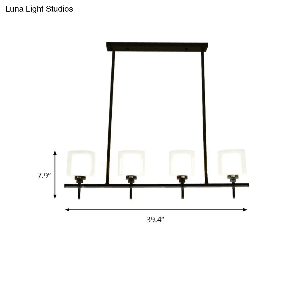 Traditional Cylinder Island Dining Room Lamp With White Glass Shades - 3/4 Hanging Lights