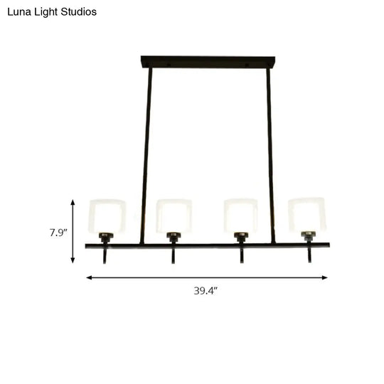 Traditional Cylinder Island Dining Room Lamp With White Glass Shades - 3/4 Hanging Lights