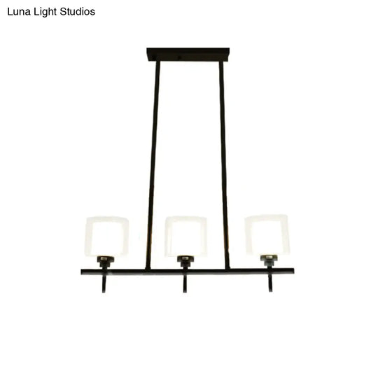 Traditional Cylinder Island Dining Room Lamp With White Glass Shades - 3/4 Hanging Lights