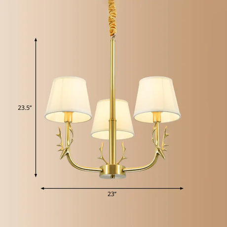 Traditional Deer Decor Brass Bucket Ceiling Chandelier Light Fixture 3 /