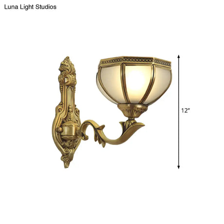 Traditional Dome Metal Sconce Light: Brass Living Room Wall Fixture