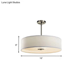 Traditional Drum Living Room Ceiling Light Fixture - Semi Mount White Fabric 4 Lights