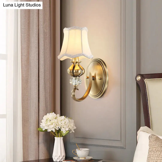 Traditional Fabric Wall Sconce Light Fixture With Scalloped Trim - Flare