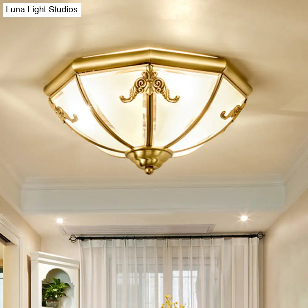 Traditional Flush Mount Ceiling Light For Dining Rooms - Dome Frosted Glass Shade