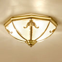 Traditional Flush Mount Ceiling Light For Dining Rooms - Dome Frosted Glass Shade Gold / 14’