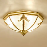 Traditional Flush Mount Ceiling Light For Dining Rooms - Dome Frosted Glass Shade Gold / 14’