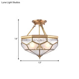 Traditional Frosted Glass Semi Flush Mount For Corridor - Gold Wide 14’/16’/18’ 3/4/6 Lights