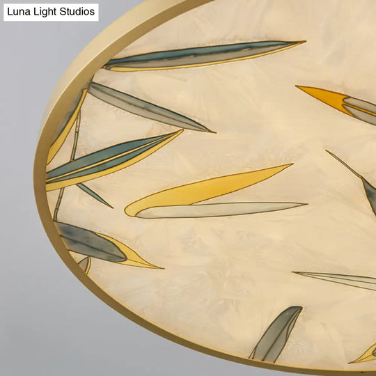 Traditional Frosted Glass Semi Flush Mount Light In Gold - 16’/23.5’ Width