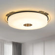 Traditional Glass Column Led Ceiling Light Fixture Black Flush Mount 18’/21.5’ Wide / 18’