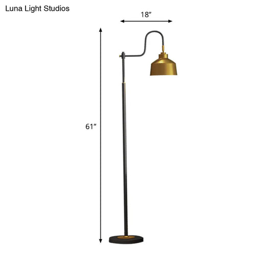 Traditional Gold Barn Shade Reading Floor Lamp With Gooseneck Arm