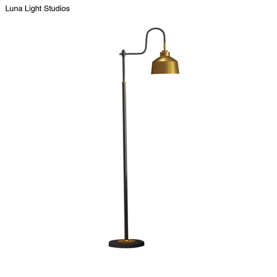 Traditional Gold Barn Shade Reading Floor Lamp With Gooseneck Arm