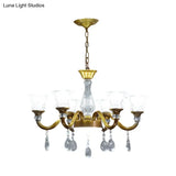 Traditional Gold Bell-Shaped Chandelier With Clear Crystal Glass Pendant - Ideal For Parlor 3/6/8