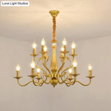 Traditional Gold Chandelier With Swooping Arms - 6/12/16 Lights Pendant Lamp