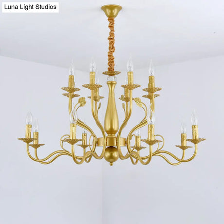Traditional Gold Chandelier With Swooping Arms - 6/12/16 Lights Pendant Lamp
