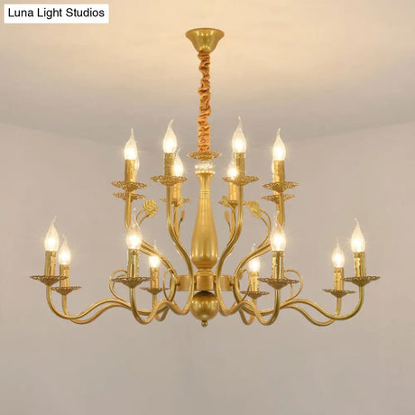 Traditional Gold Chandelier With Swooping Arms - 6/12/16 Lights Pendant Lamp