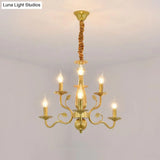 Traditional Gold Chandelier With Swooping Arms - 6/12/16 Lights Pendant Lamp