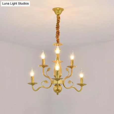 Traditional Gold Chandelier With Swooping Arms - 6/12/16 Lights Pendant Lamp