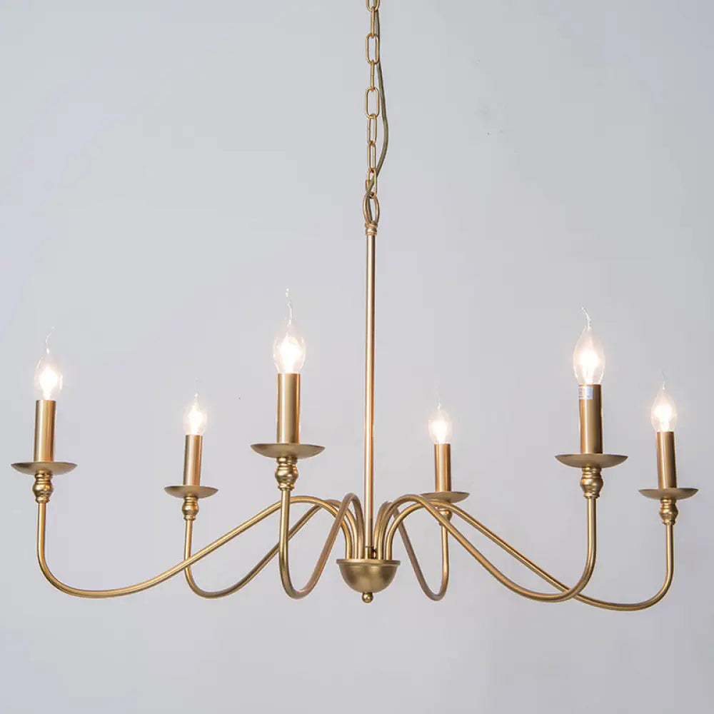 Traditional Gold Curved Arm Chandelier With Clear Glass 4/6/8-Light Living Room Hanging Lamp 6 /