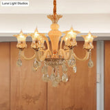 Traditional Gold Flower Chandelier Pendant Light With Clear K9 Crystal - 6/10 Heads Ideal For Living