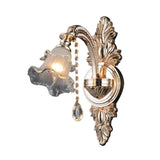 Traditional Gold Flower Crystal Sconce Elegant Wall Mounted Light For Living Room 1 /