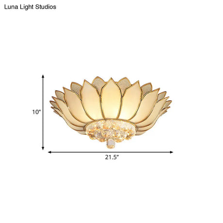 Traditional Gold Flush Mount Light With Scalloped Cream Glass Shades - 4/6 Lights 21.5’/23.5’